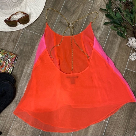 Victoria secret orange pink colorblock chain tank - Picture 3 of 5